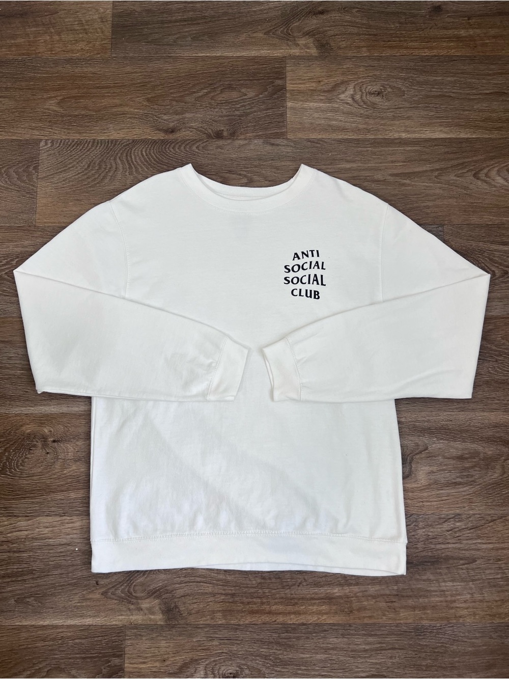 Anti Social Social Club White Crewneck with Black Chest Logo/A423